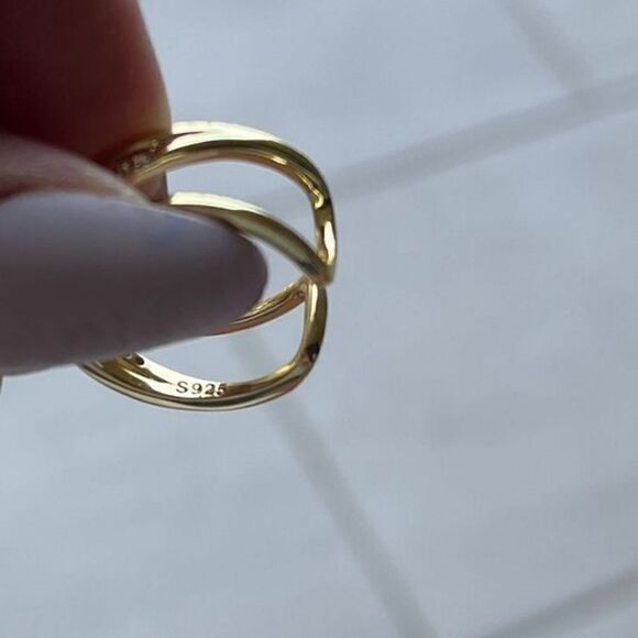 The Triple Bling Ring adjustable in 14k gold over 925 with cubic zirconia - Picture 7 of 7